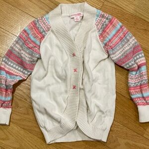 OshKosh White Pink Snap Button Up Cardigan Sweater Size 3T